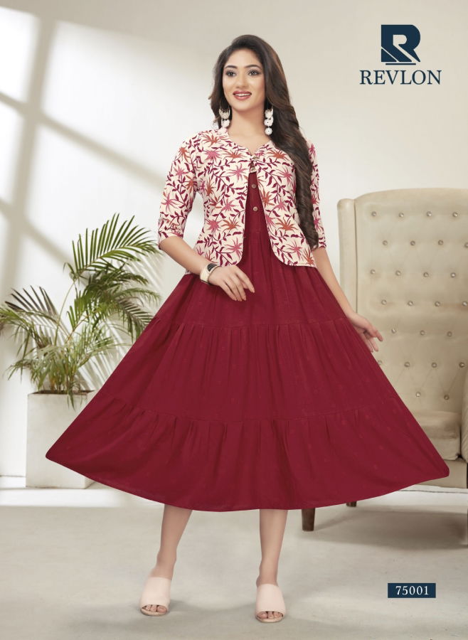 Raashi Revlon Rayon Designer Ethnic Wear Anarkali Kurti Collection